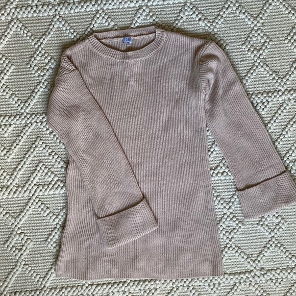 Tobi Sweater Dress | Blushy-Nude Knit Sweater Dress with Bell Sleeves - Picture 2 of 5